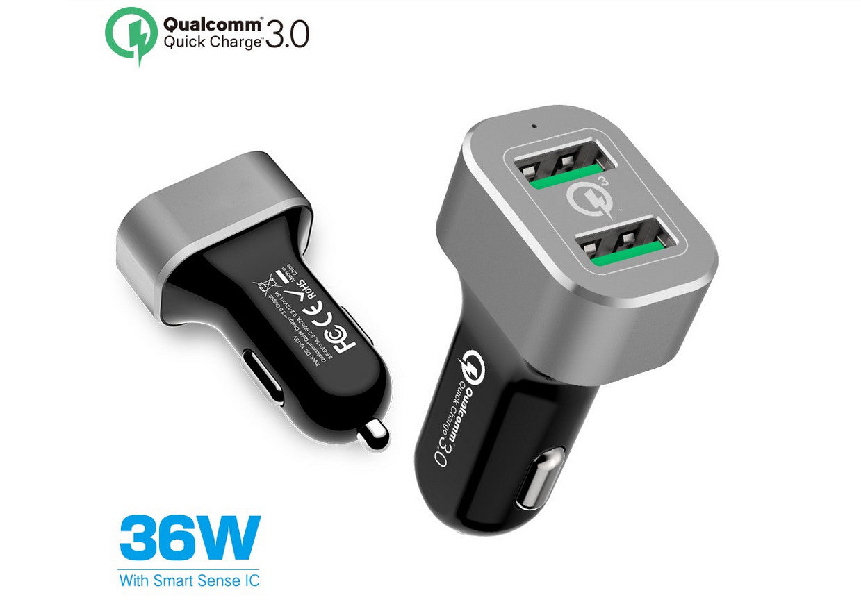 Car Charger Qualcomm QC 3.0x2 (36 Watts) – USA Powercases